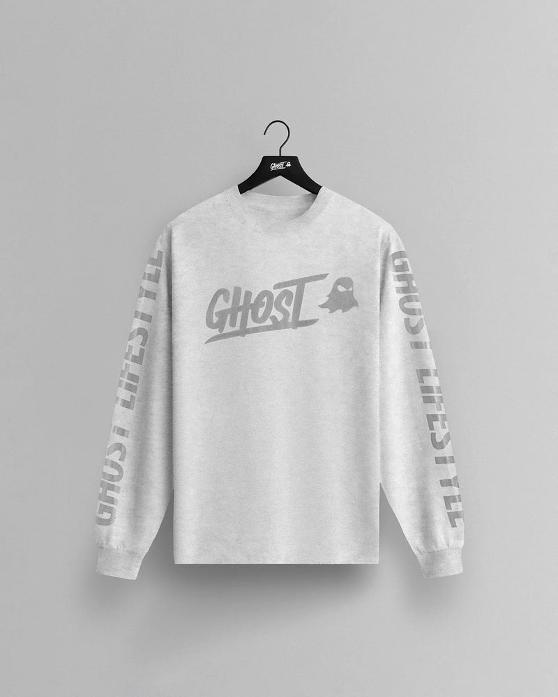 GHOST® CORE LOGO LONG SLEEVE | HEATHER WHITE
